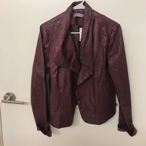 Maroon faux leather jacket